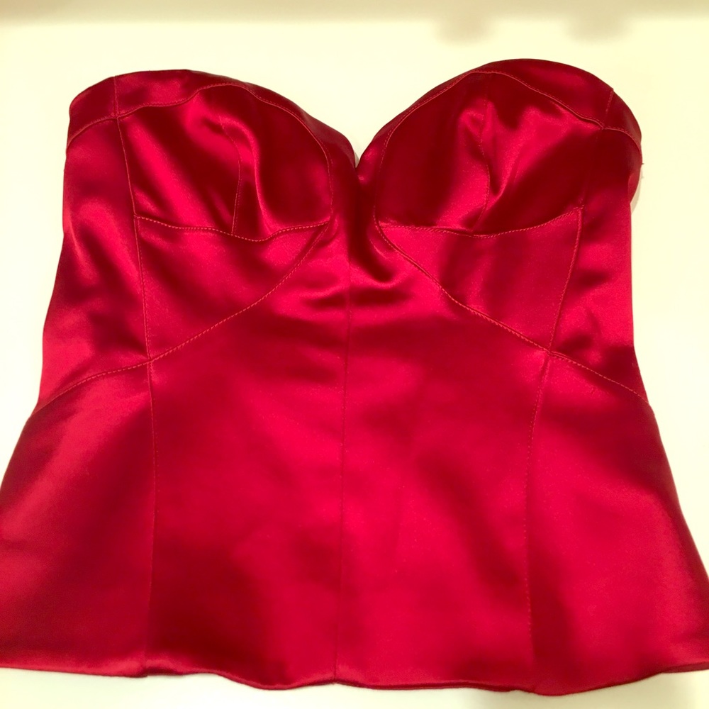 Bebe Red Satin Convertible Bustier Top size 6